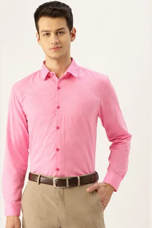 SOJANYA Men Pink Classic Fit Solid Formal Shirt