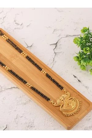 Brandsoon Woman Gold-Plated & Black Beaded Mangalsutra