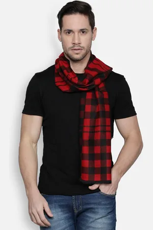 Alvaro Castagnino Men Red & Black Checked Muffler
