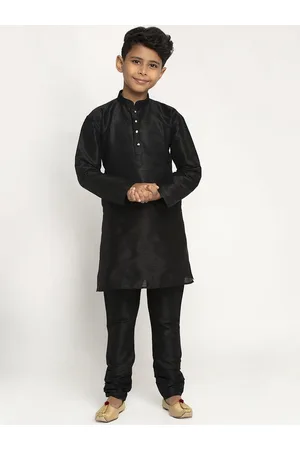 Kraft Boys Black Silk Kurta with Churidar