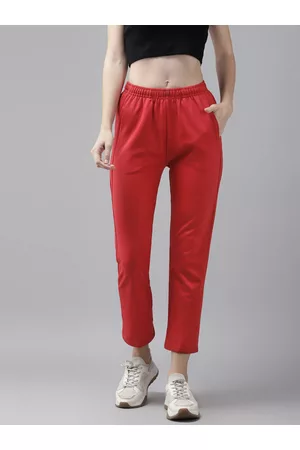 Cayman Women Red Solid Cotton Cropped Track Pants