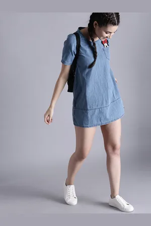 Kook N Keech Women Blue Solid A-Line Dress