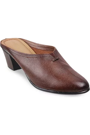 Metro Rust Textured Leather Block Mules