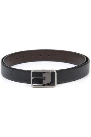 thickskin Men Black Textured Leather Reversible Formal Belt
