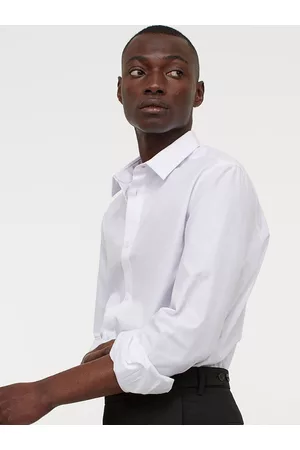 H&M Men White Slim Fit Easy-Iron Shirt
