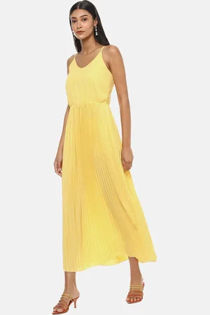 Campus Yellow Striped Crepe Maxi Dress