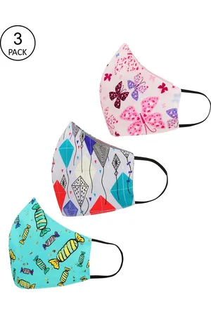 Tossido Kids Pack Of 3 Printed 3-Ply 100% Cotton Cloth Masks