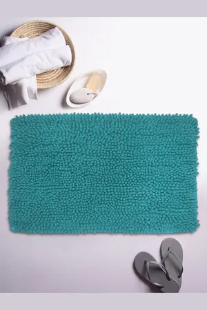 Bianca Teal Green Mushroom Texture Non-Slip Shaggy Bath Rug