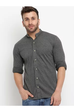 GRITSTONES Men Grey Regular Fit Self Design Casual Shirt