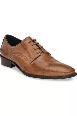 CARLO ROMANO Men Tan Brown Solid Leather Formal Derbys