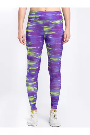 Boston Club Women Purple & Yellow Printed Skinny-Fit Tights