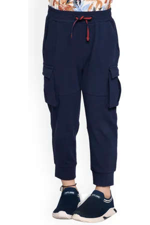 SPUNKIES Boys Navy Blue Solid Organic Cotton Joggers