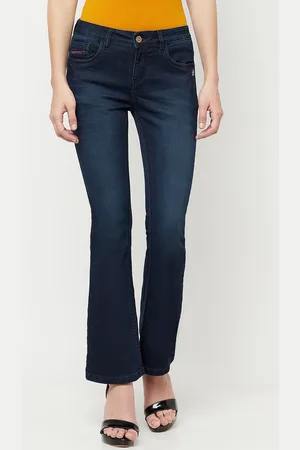 Crimsoune Club Women Blue Bootcut Light Fade Stretchable Jeans