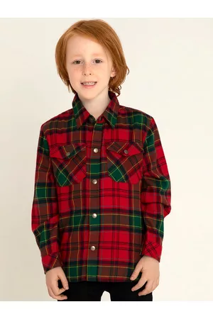 Cherry Crumble Boys Red & Green Tartan Checked Casual Shirt