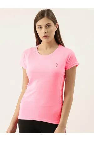 Campus Women Pink Solid Round Neck Rapid-Dry Training T-shirt
