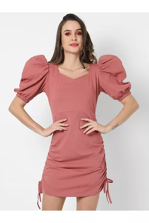 Campus Women Pink Crepe Sheath Mini Dress