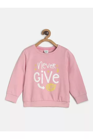 MINI KLUB Girls Pink Printed Sweatshirt