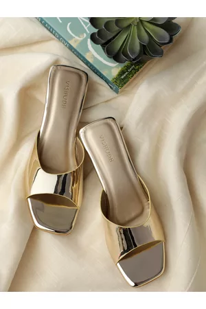 Vishudh Gold & Off White Block Sandals