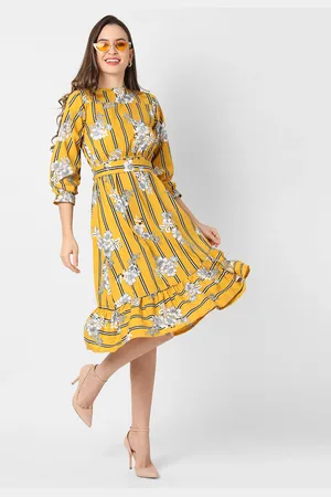 Campus Women Yellow Floral Printed Dress