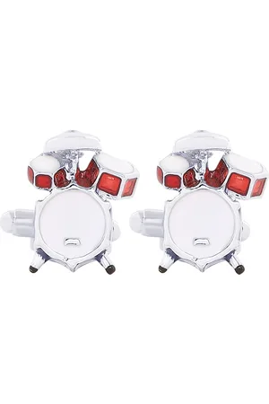 Bodha Silver-Toned & Red Quirky Cufflinks