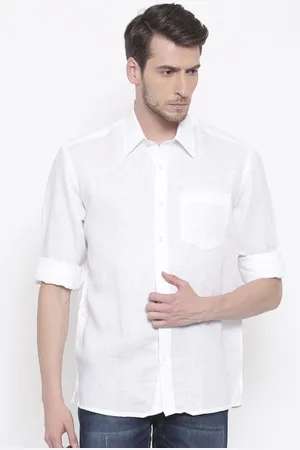 ColorPlus Men White Classic Fit Solid Casual Shirt