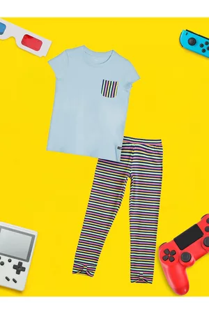 XY Life Girls Blue & Pink T-shirts & Leggings