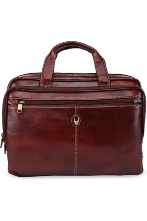 WildHorn Men Maroon Solid 15 Inch Leather Laptop Bag