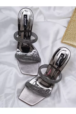 Sherrif Grey Embellished Party Block Heels
