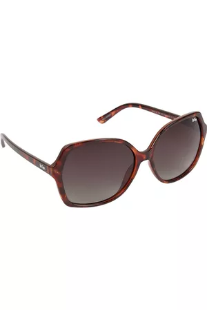 Lee Cooper Women Sunglasses - Women Brown Lens & Brown Oversized Sunglasses with Polarised Lens