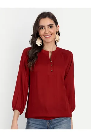 Fab Star Women Maroon Solid Top