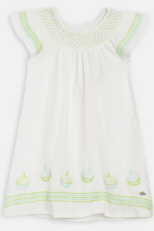 Elle Girls White Solid A-Line Dress