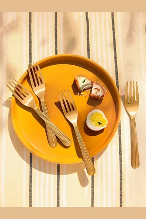 ellementry Gold Toned Set of 4 Fruit Fork
