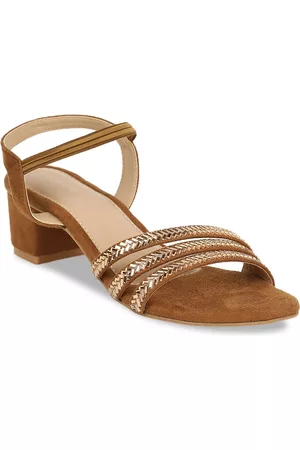 marie claire Women Tan Brown Embellished Block Heels