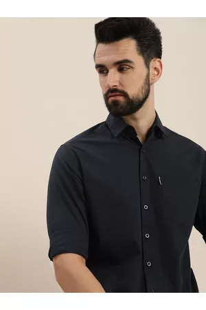 Dillinger Men Navy Blue Cotton Casual Shirt