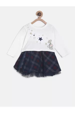 MINI KLUB Girls Navy Blue & White Printed Top with Skirt