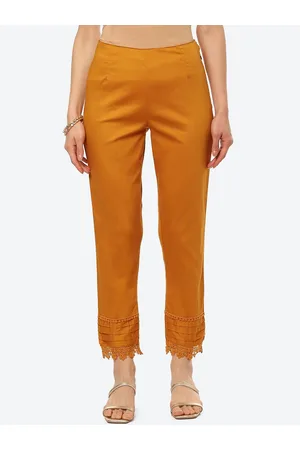 Rangriti Women Mustard Yellow Relaxed Trousers