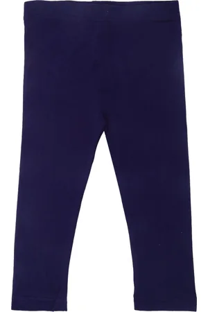 De Moza Girls Navy Blue Solid Ankle-Length Leggings