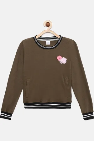 mackly Girls Olive Green Sweatshirt