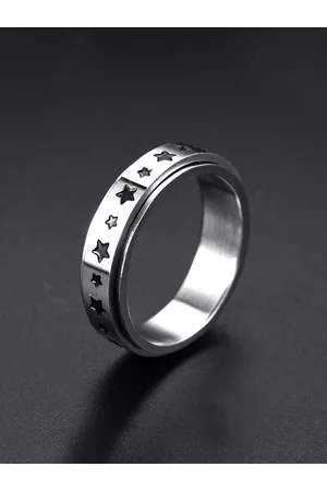 Yellow Chimes Unisex Rhodium-Plated Stress Relieving Rotatable Spinner Finger Ring