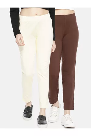 Dollar Missy Women Pack of 2 Trousers Smart Straight Fit Solid Regular Trousers