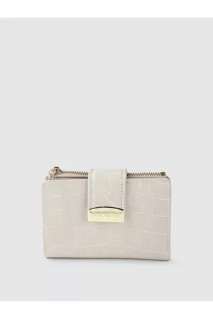 Lino Perros Women Grey Croc Textured Two Fold Wallet
