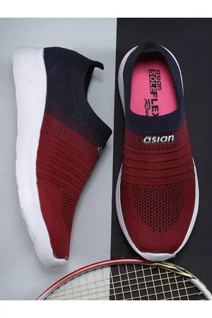 ASIAN Women Maroon & Navy Blue Slip-On Running Shoes