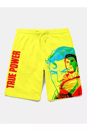 BONKIDS Boys Yellow Printed Cotton Shorts