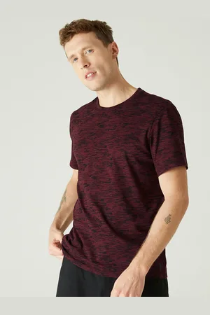 DECATHLON Men Maroon & Black Abstract Print Cotton T-Shirt