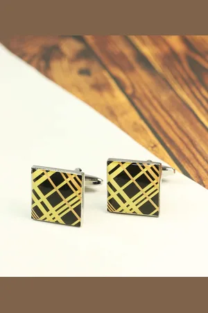 Tossido Men Yellow & Black Printed Cufflink