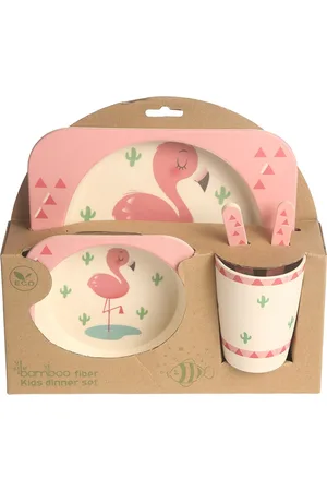 Baby Moo Giraffe Pink Bamboo Fiber Dinner Set