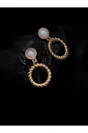 Ami Gold-Toned & White Pearl Circular Drop Earrings