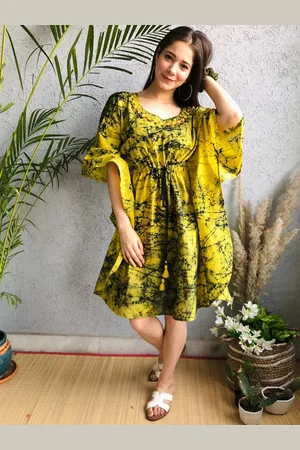CRAFTED FOR YOU Women Yellow Keyhole Neck Flared Sleeves Thread Work Anarkali Kurta