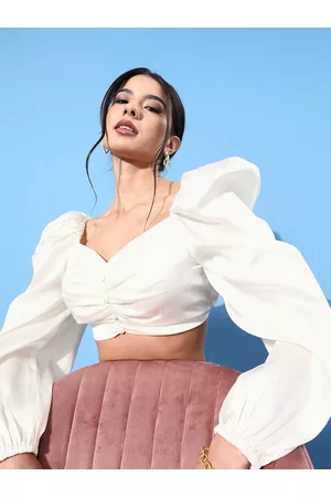 KASSUALLY Women Classic White Solid Bustier Top