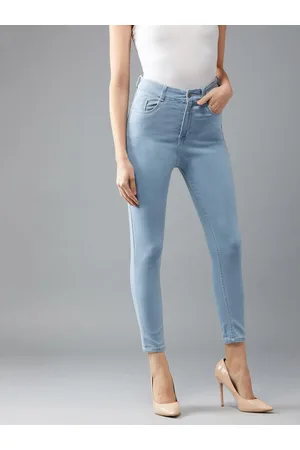 DOLCE CRUDO Women Skinny Fit High-Rise Clean Look Stretchable Cropped Jeans